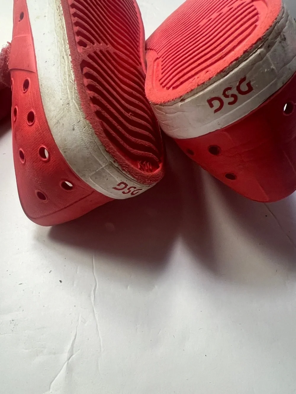 DSG Kids Red Slip-On Water Shoes with White Toe Caps
